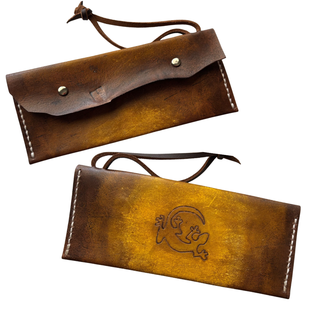 Handcrafted Leather Crossbody Clutch – Southwest Gecko - Ysleta Mission Gift Shop