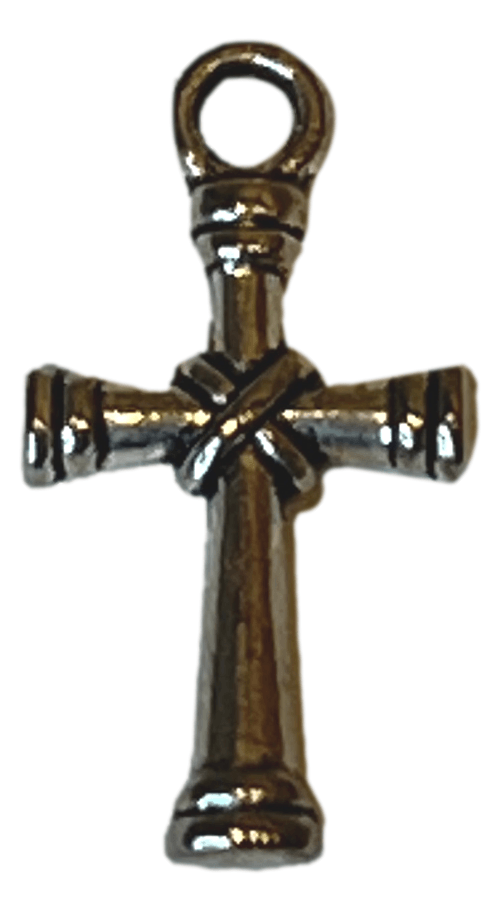 Cross Center Wrapped Metal Alloy Silvertone Color