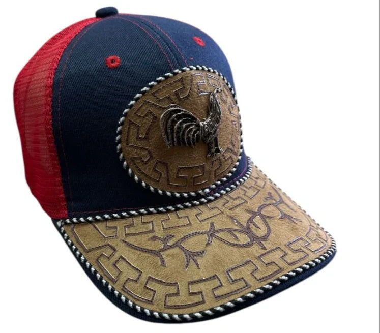 Handcrafted leather cowboy snapback hat with Western style, featuring a front snap closure and detailed stitching.