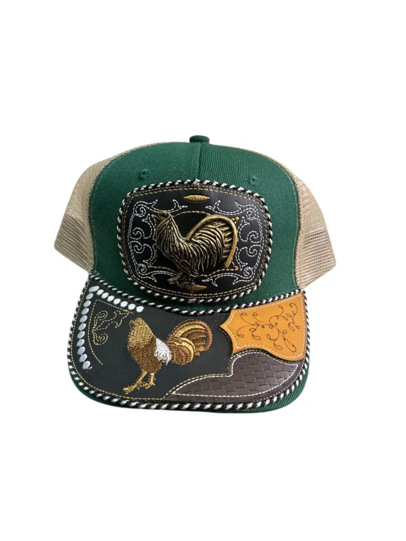 Custom leather front snapback hat by Jose Alberto Chavez with Western style, featuring a classic cowboy cap design.