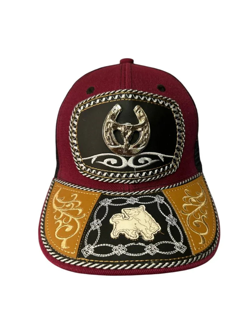 Custom leather front snapback hat by Jose Alberto Chavez, cowboy-style western cap with detailed craftsmanship and rugged design.