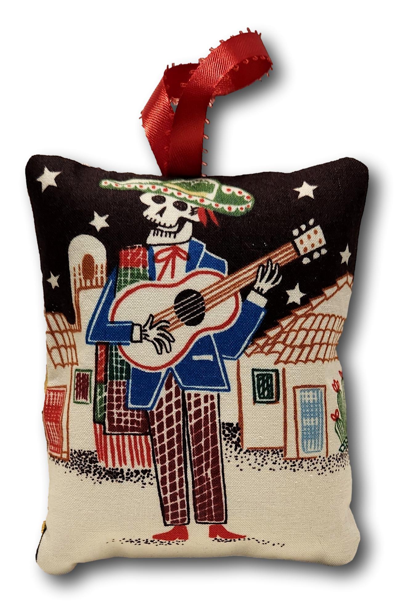 Decorative cotton pillow ornament with Day of the Dead theme, various designs, 5x4 inches, ideal for home and garden decor.