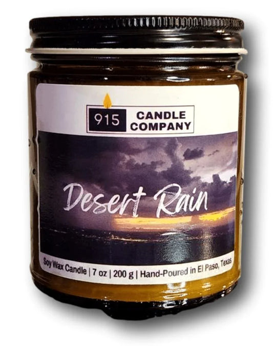 Desert Rain Scented Soy Candle - Hand-Poured, Small Batch, Glass Jar - Ysleta Mission Gift Shop