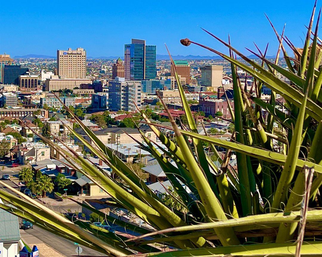 Downtown El Paso postcard featuring original urban landscape photograph by Susan W Perez, 4.25 x 5.5 inches.