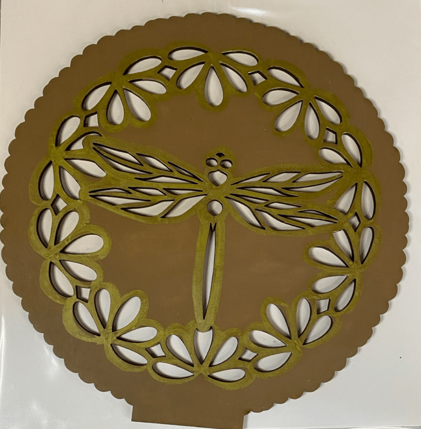 Dragonfly Ornament – Handpainted Lasered Tabletop Decoration, 10x10 Inches