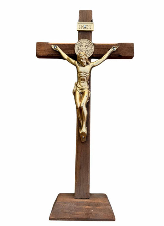 Wood Table Top Crucifix