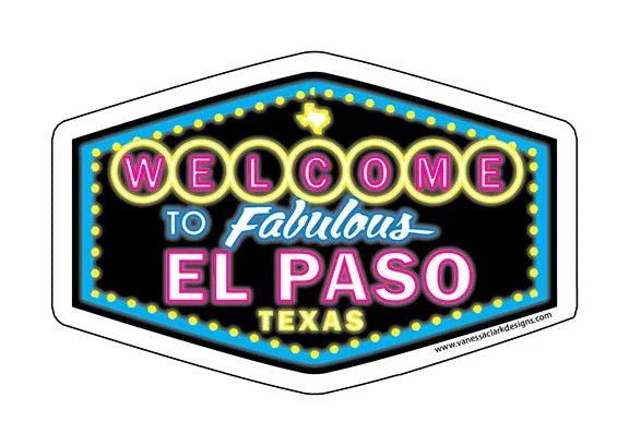 El Paso Culture waterproof vinyl stickers with local city designs by Vanessa Clark, ideal as souvenirs or gifts.