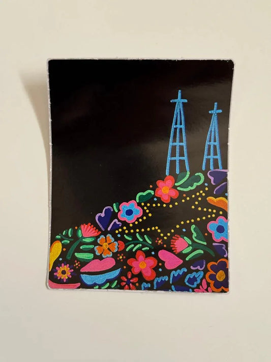 Decorative El Paso Heritage Sunset Star vinyl sticker featuring a bright mountain and sky design by Krystal Molina.
