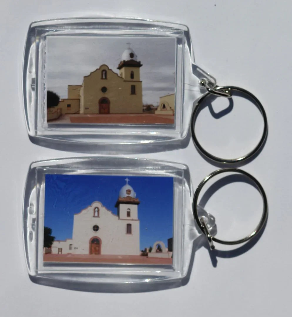 El Paso Mission Ysleta Acrylic Photo Key Chain – Double-Sided (2 1/8" x 1 1/2") - Ysleta Mission Gift Shop