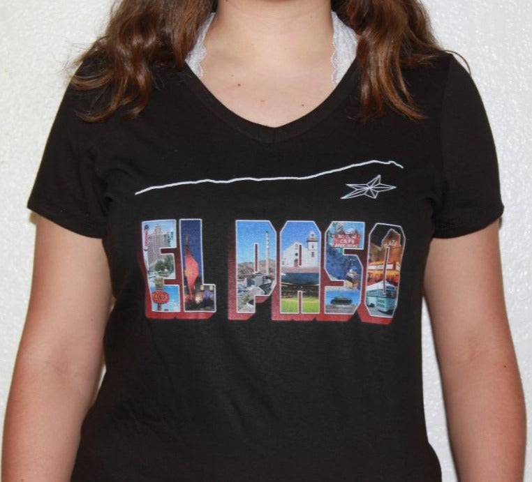 El Paso Postcard Unisex V-Neck T-Shirt – 100% Cotton