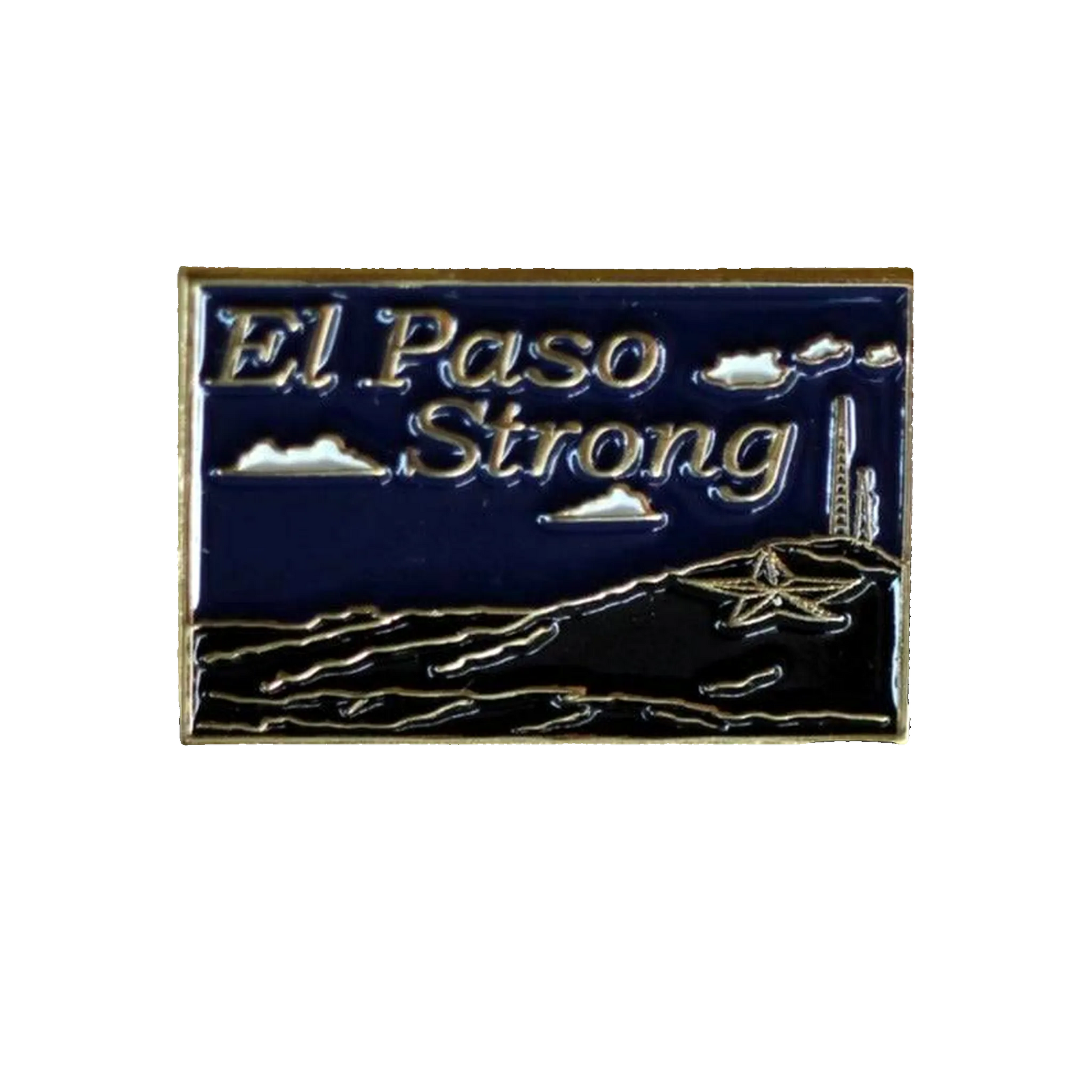 El Paso Strong pin by Miguel Martinez, die-struck soft enamel 1.25-inch souvenir magnet with black background.