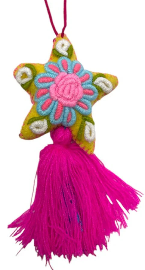Embroidered El Paso Star on the Mountain Charm – Handmade Folk Art Accessory - Ysleta Mission Gift Shop