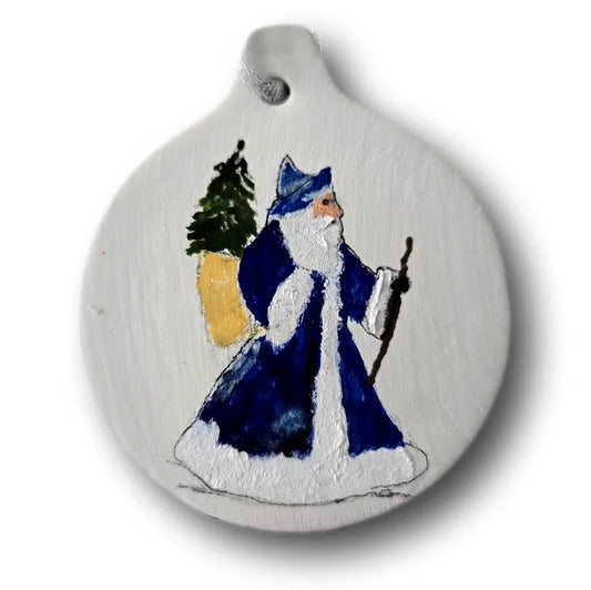 Father Christmas Hand-Painted Ceramic Ornament – Vintage-Inspired Holiday Décor