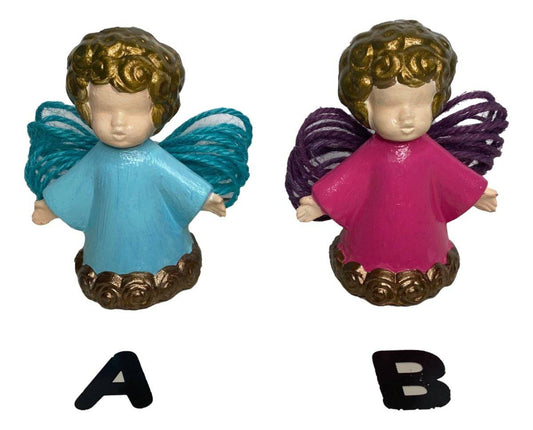 Figurine Ceramic Vintage Angel Bell Angel Bell Figurine Ceramic 2" Yarn Wings