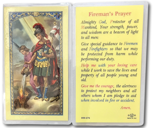 Fireman's Prayer – Laminated Catholic Card | Saint Florian’s Protection for First Responders - Ysleta Mission Gift Shop