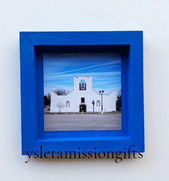 Framed Socorro Mission 5x5 replica by Miguel Martinez, El Paso Souvenirs & Gifts Ysleta Mission collectible display