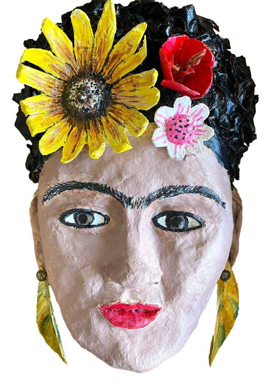 Frida Kahlo Paper Mache Mask - 8x11 Handcrafted Art Collectible