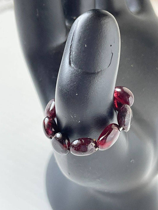 Garnet Stone Ring - Size 8, Elegant Natural Design