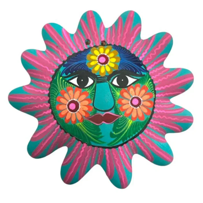 Hand-Painted Ceramic Eclipse Wall Decor – Sun & Moon Folk Art from Mexico - Ysleta Mission Gift Shop