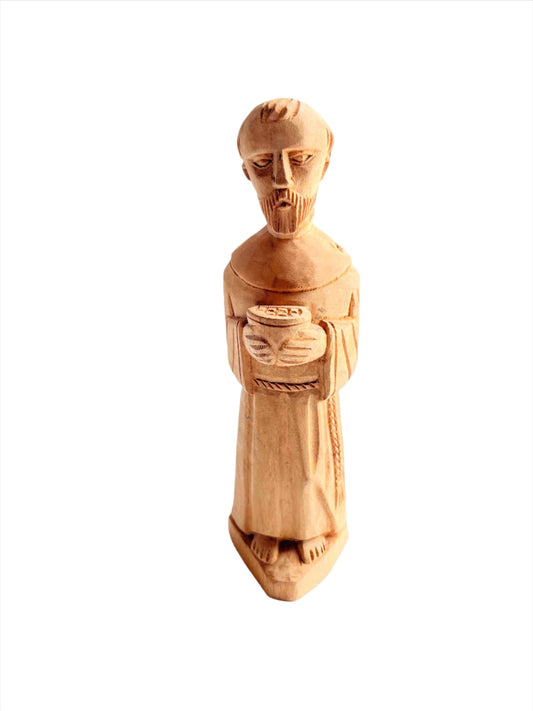 Handcarved Wooden Statue – Saint Francis, Made in Mexico, 8.5"x2.5"