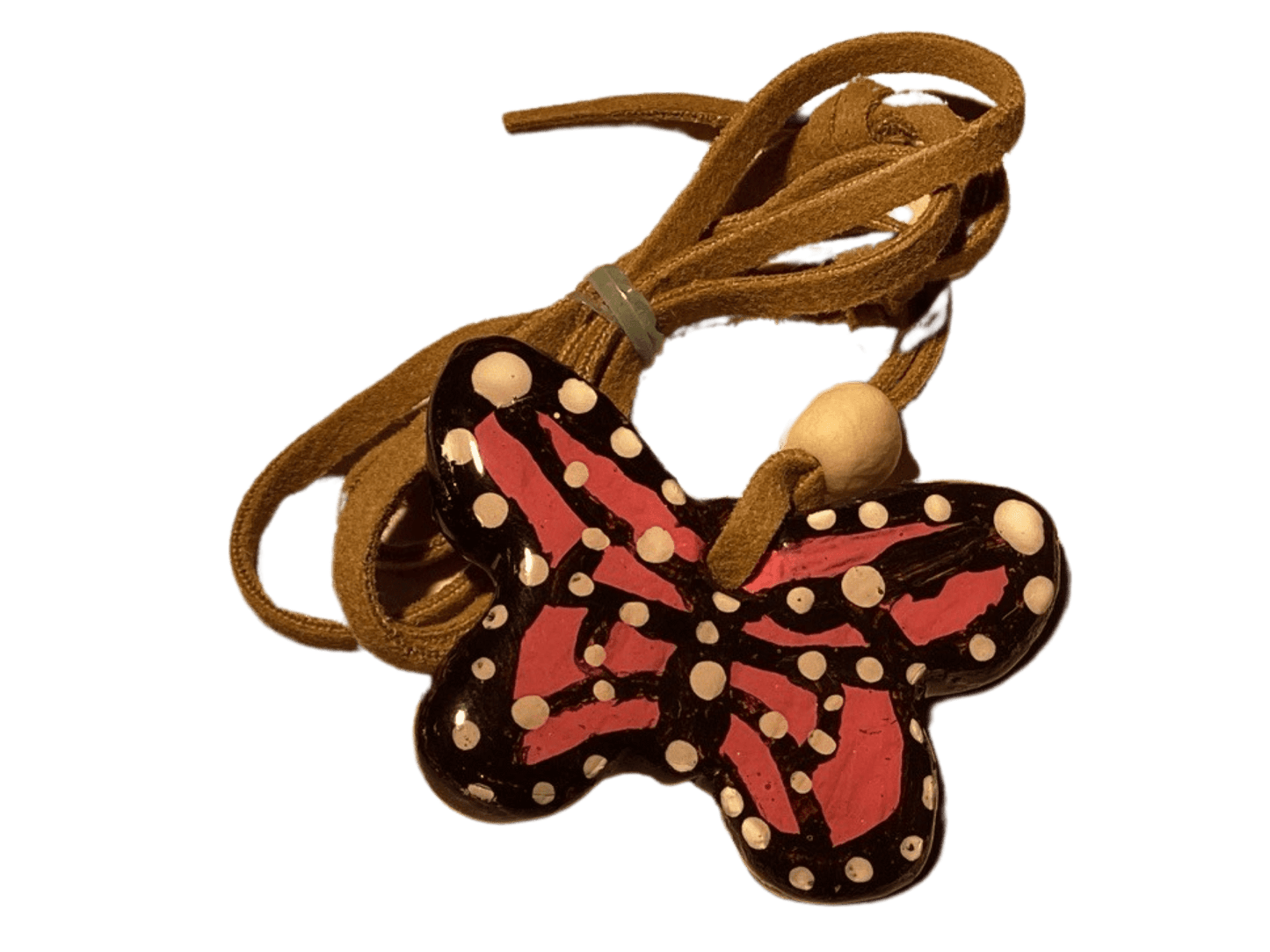 Handcrafted Butterfly Clay Pendant Necklace - Double-Sided, 13 Inches