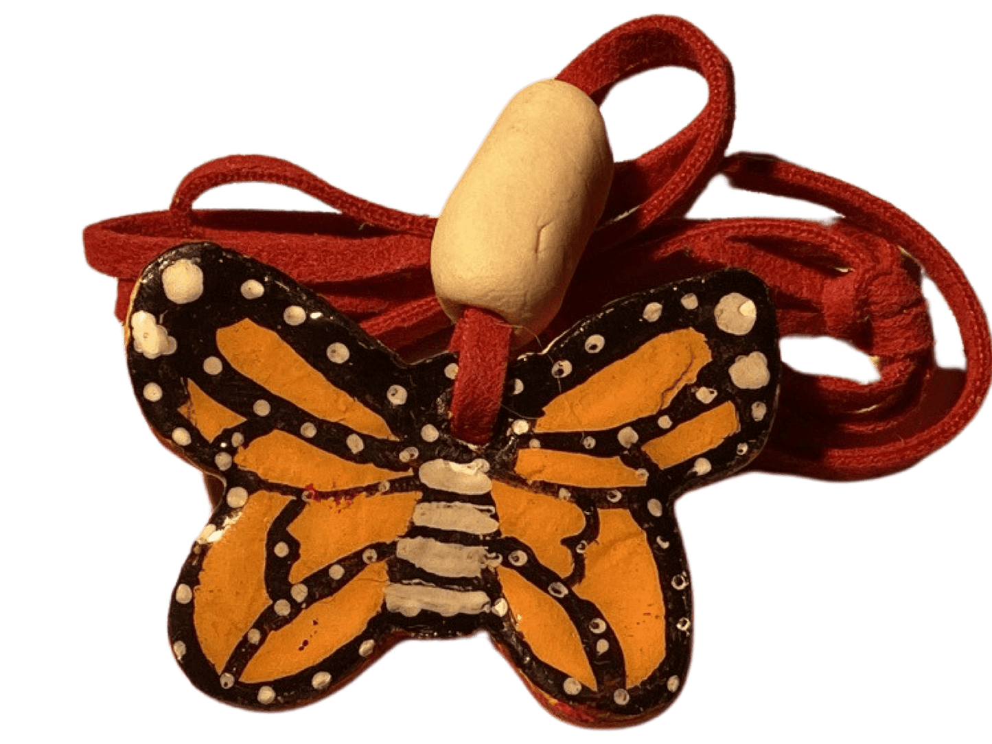 Handcrafted Butterfly Clay Pendant Necklace - Double-Sided, 13 Inches