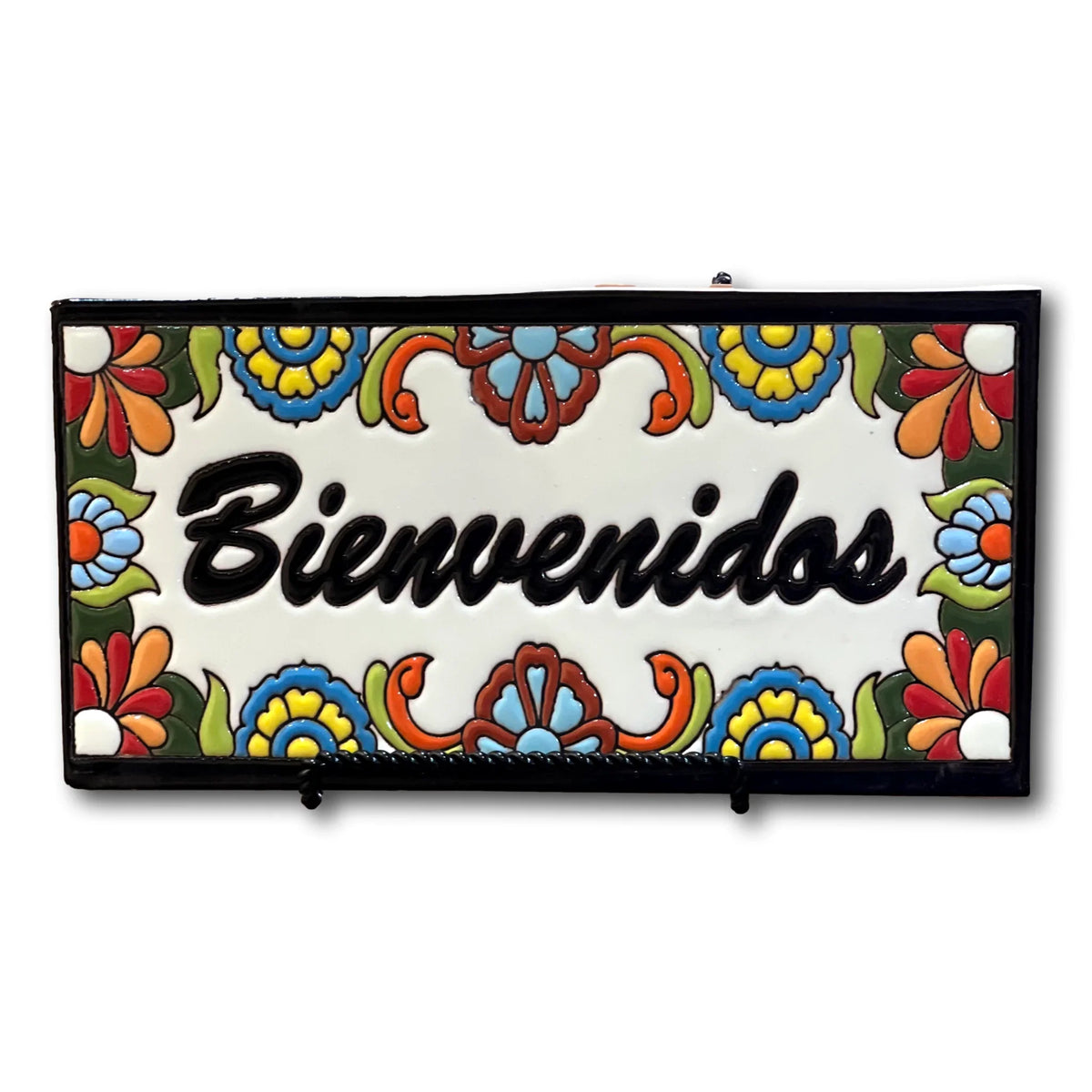 Handcrafted Spanish greeting tiles featuring Welcome and My House designs, ideal for home and garden decor by Ysleta Mission Gift Shop.