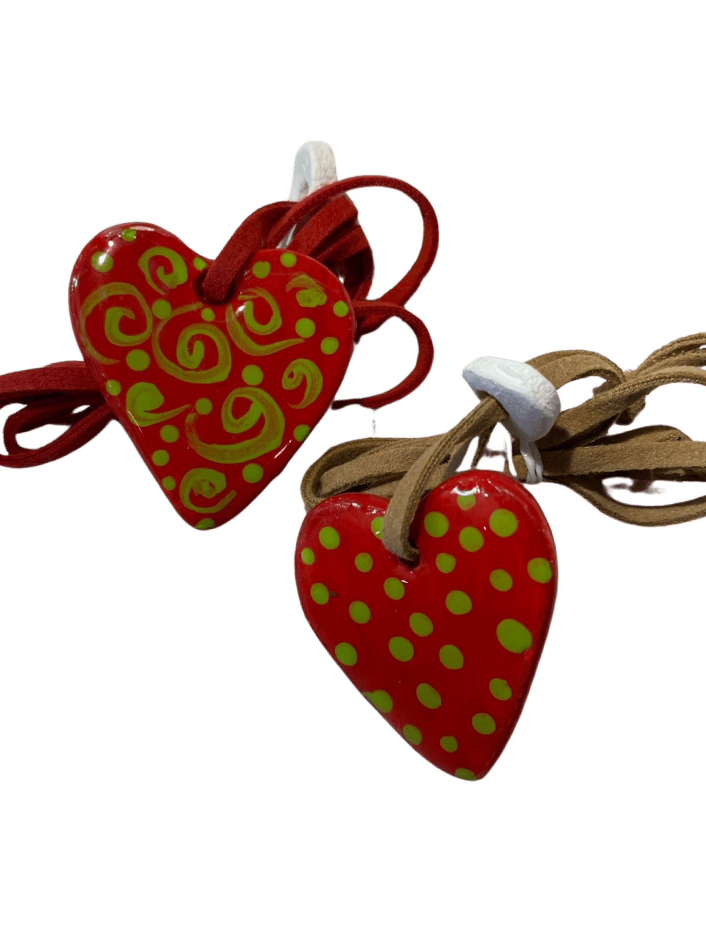 Handcrafted Double-Sided Heart Clay Pendant - 13 Inches