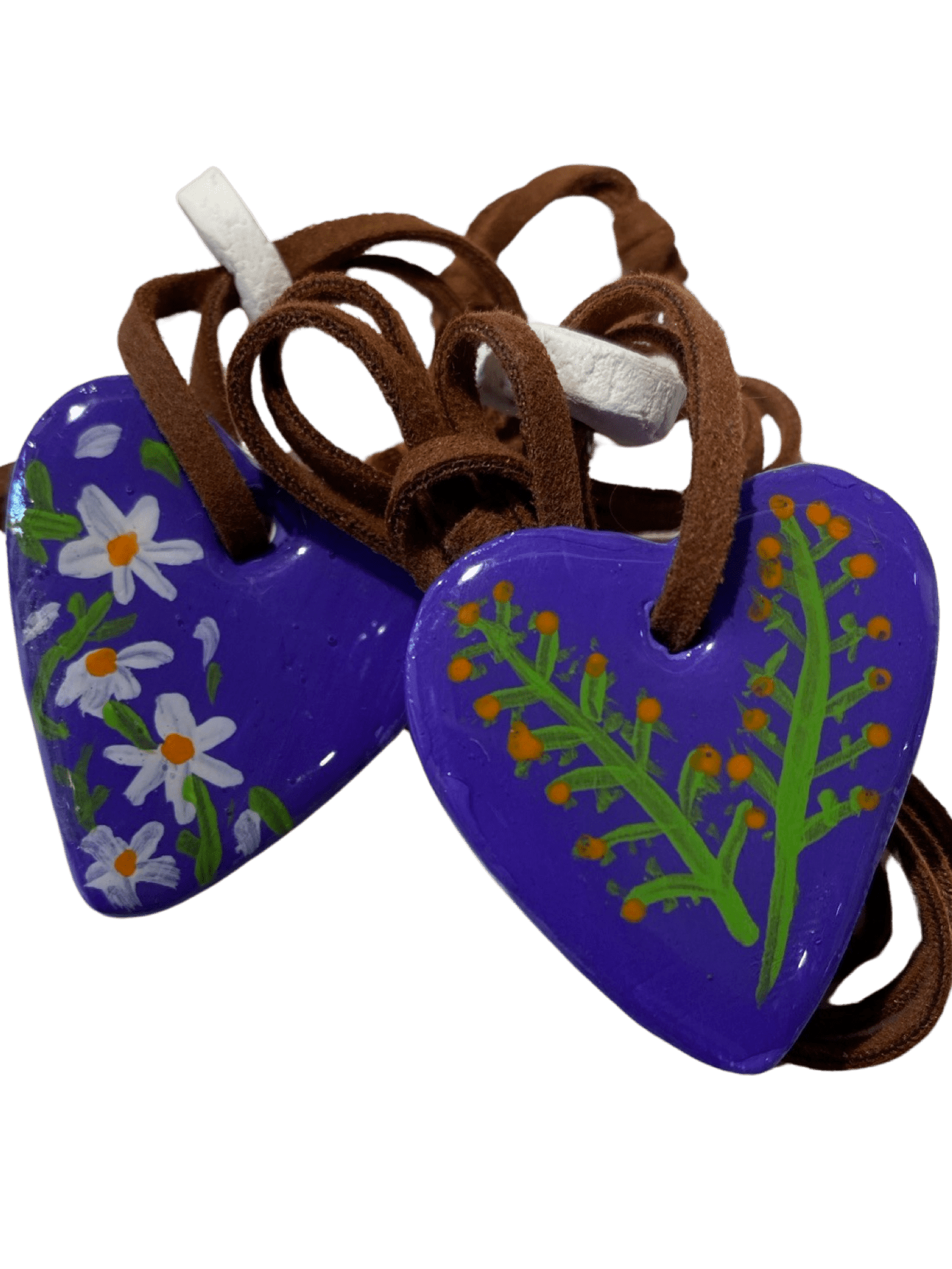 Handcrafted Double-Sided Heart Clay Pendant - 13 Inches