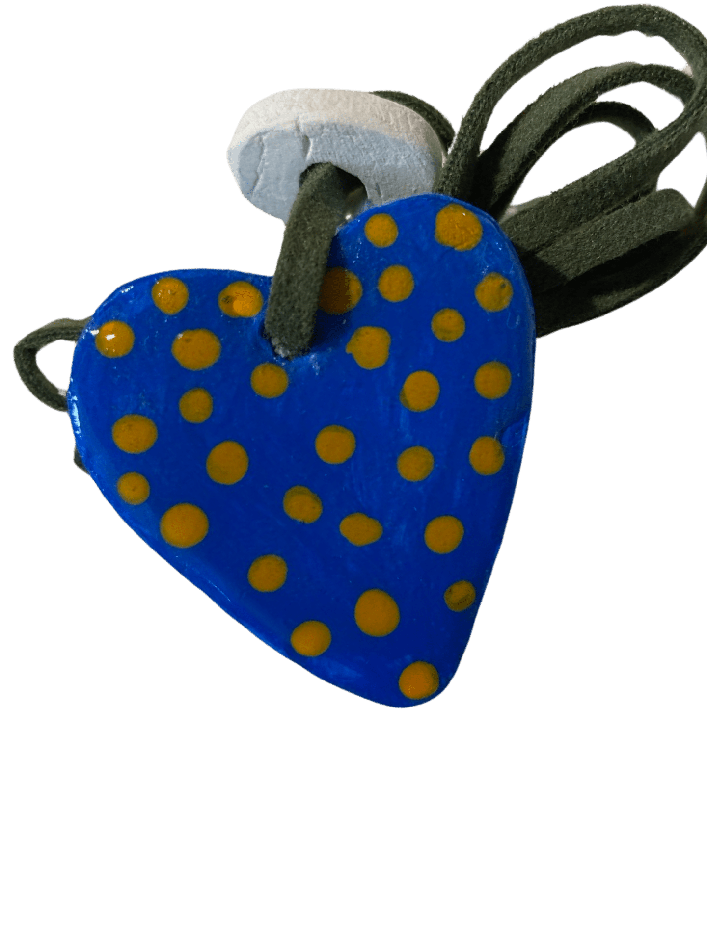 Handcrafted Double-Sided Heart Clay Pendant - 13 Inches