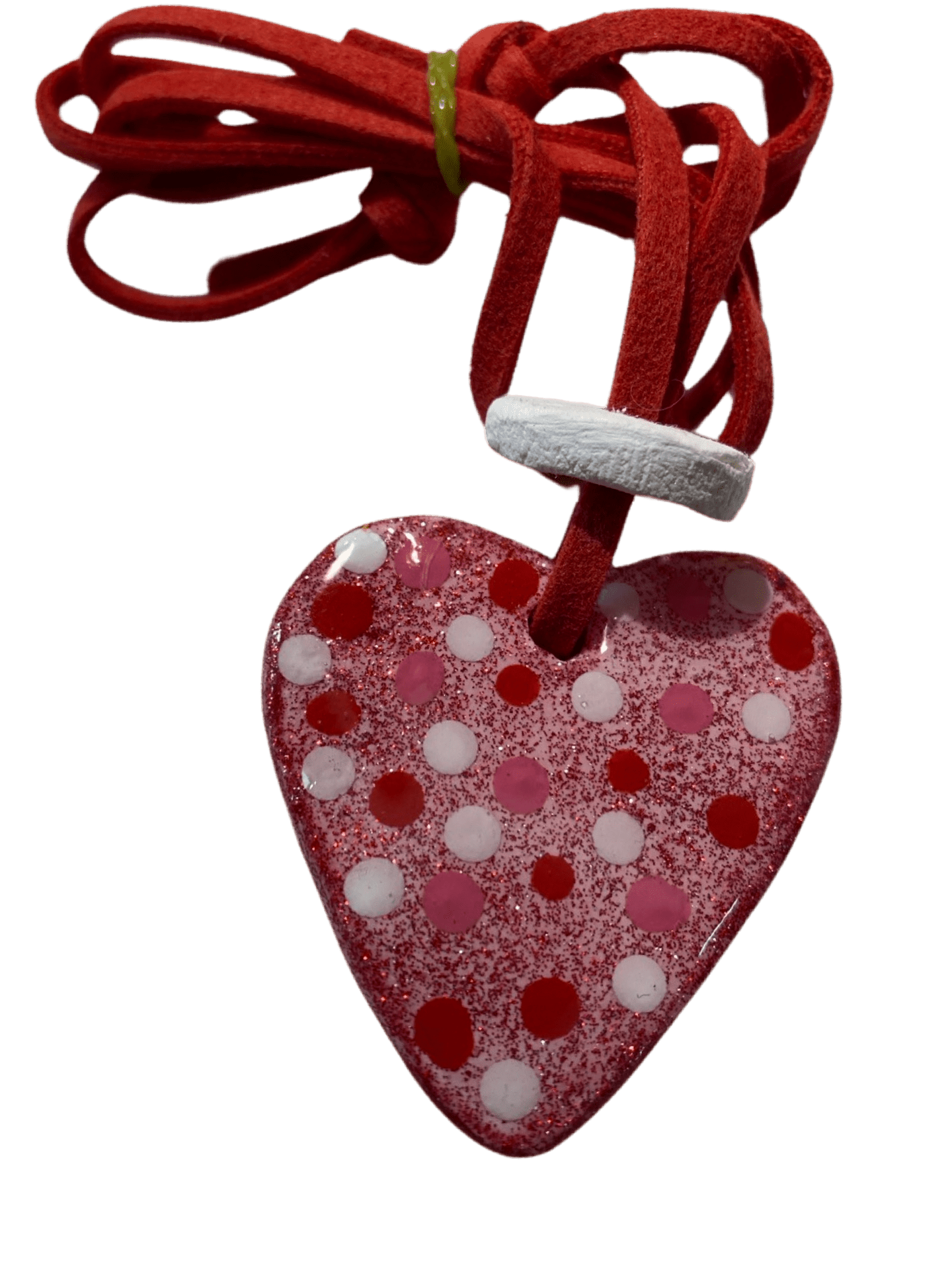 Handcrafted Double-Sided Heart Clay Pendant - 13 Inches