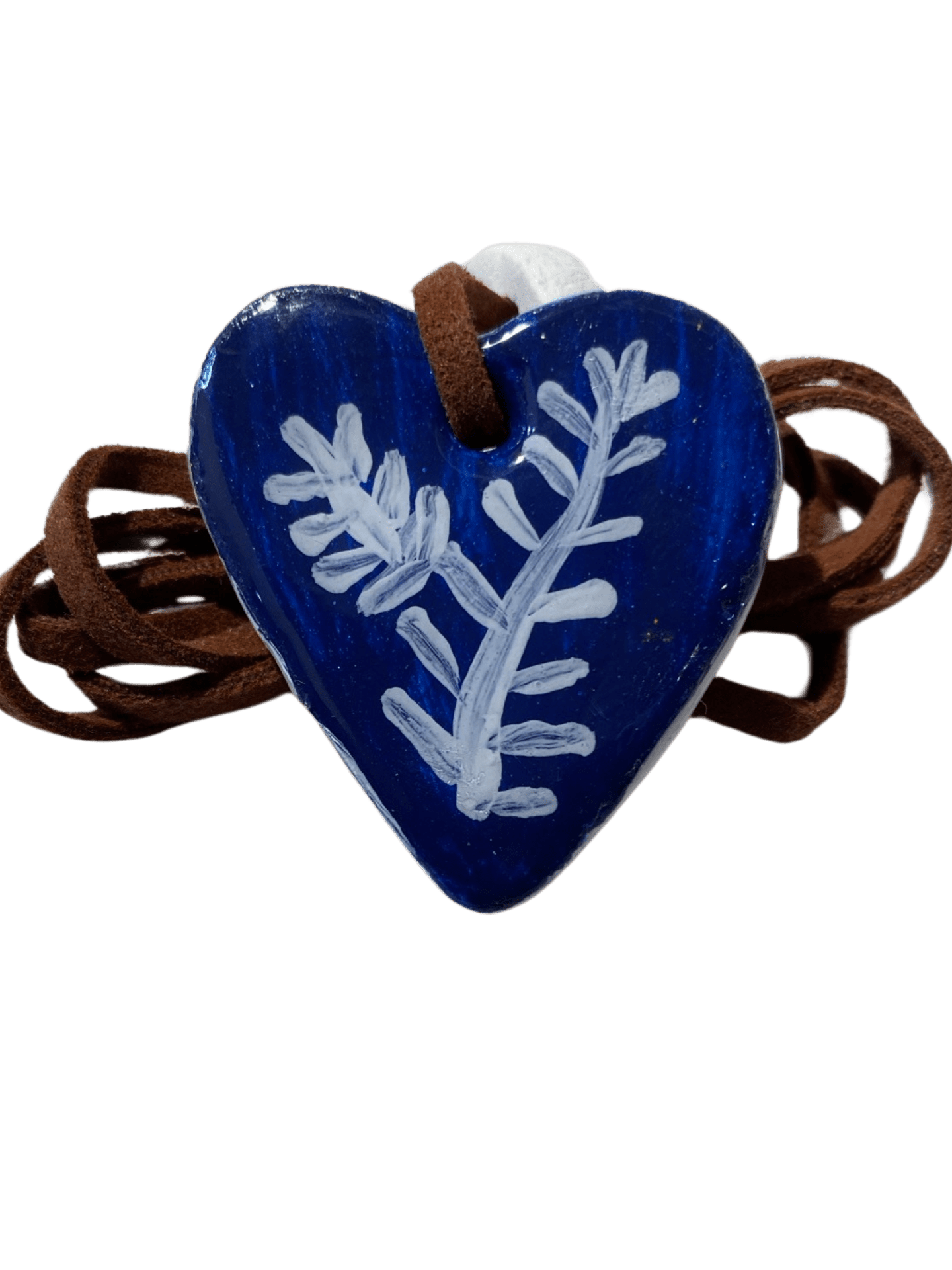 Handcrafted Double-Sided Heart Clay Pendant - 13 Inches