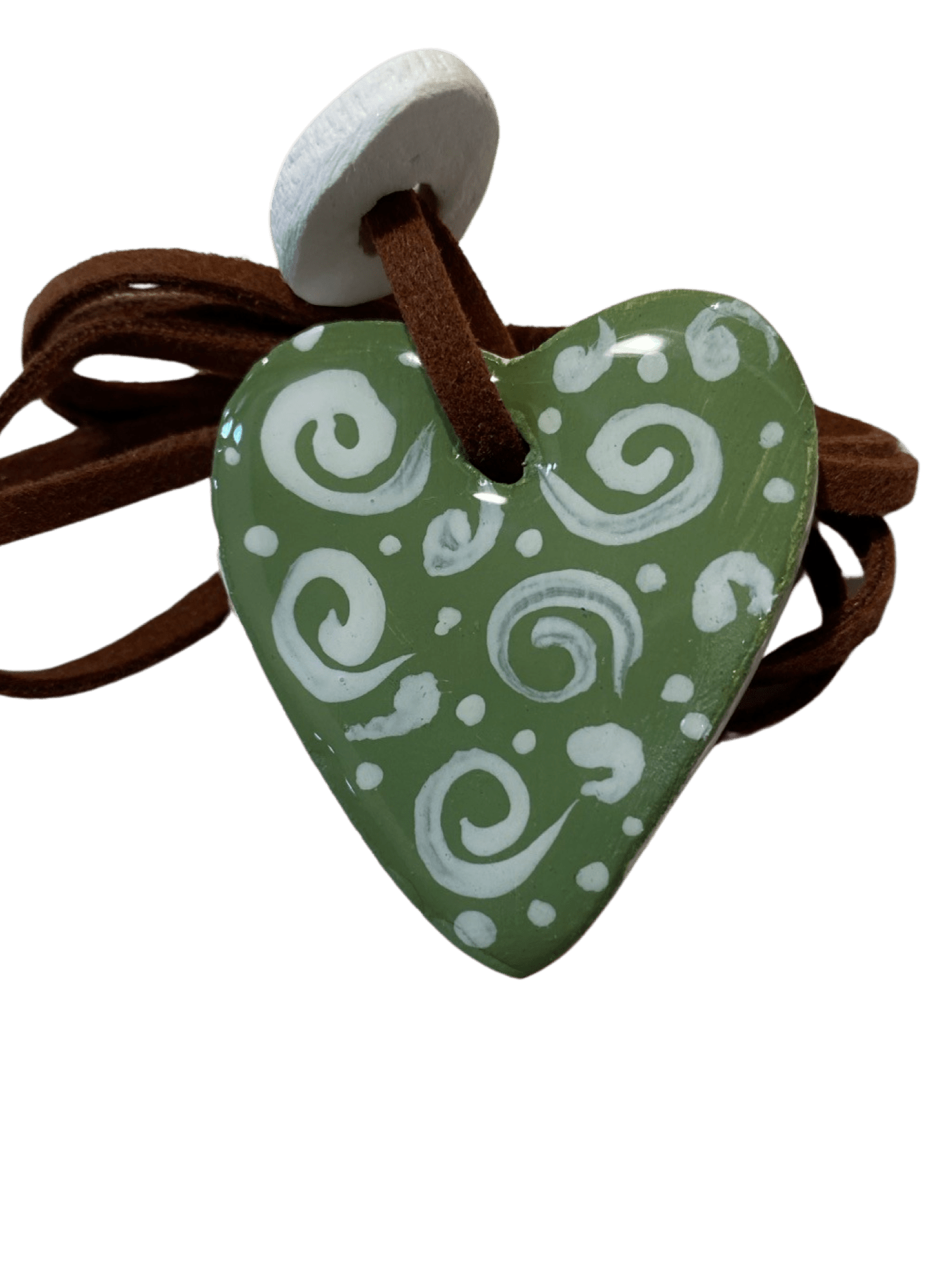 Handcrafted Double-Sided Heart Clay Pendant - 13 Inches