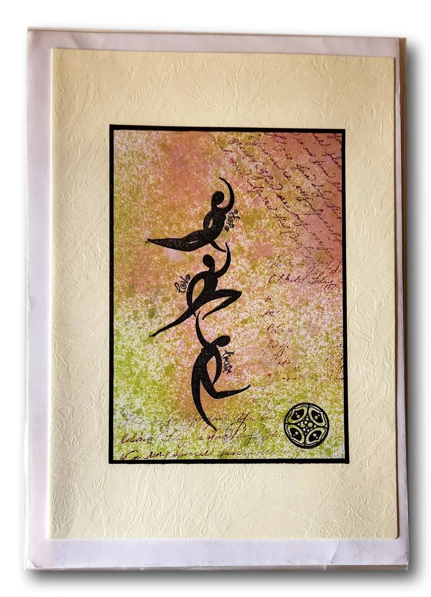 Handcrafted Ysleta Mission gift note cards with Japanese-inspired designs, blank inside for personalized messages.