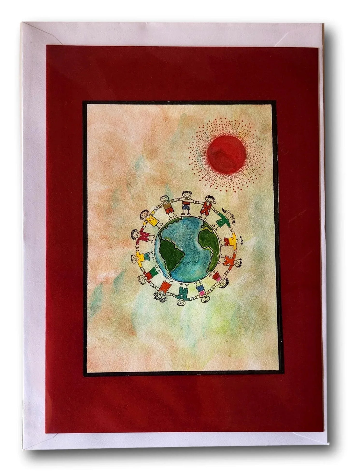Handcrafted Ysleta Mission Gift Shop note cards with Japanese-inspired designs, blank inside for personalized messages.