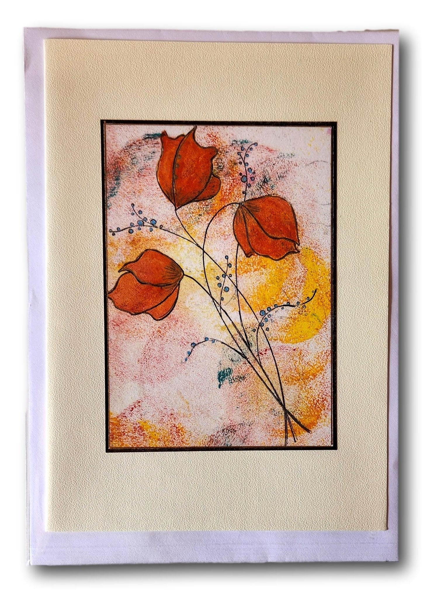 Handcrafted note cards with Japanese-inspired designs by Ysleta Mission Gift Shop, blank inside for personalized messages.