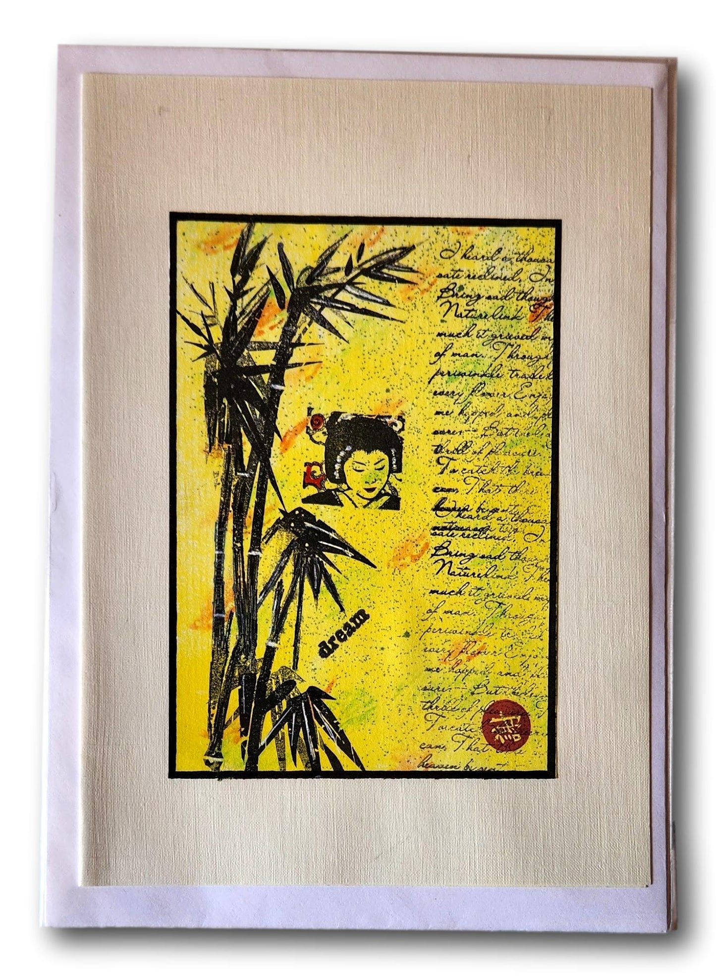 Handcrafted note cards with Japanese-inspired designs, blank inside, from Ysleta Mission Gift Shop, perfect for writing notes.