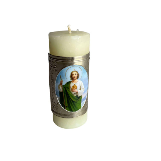 Handcrafted Saint Jude Candle – Made in Mexico, 3.5"x1.5"