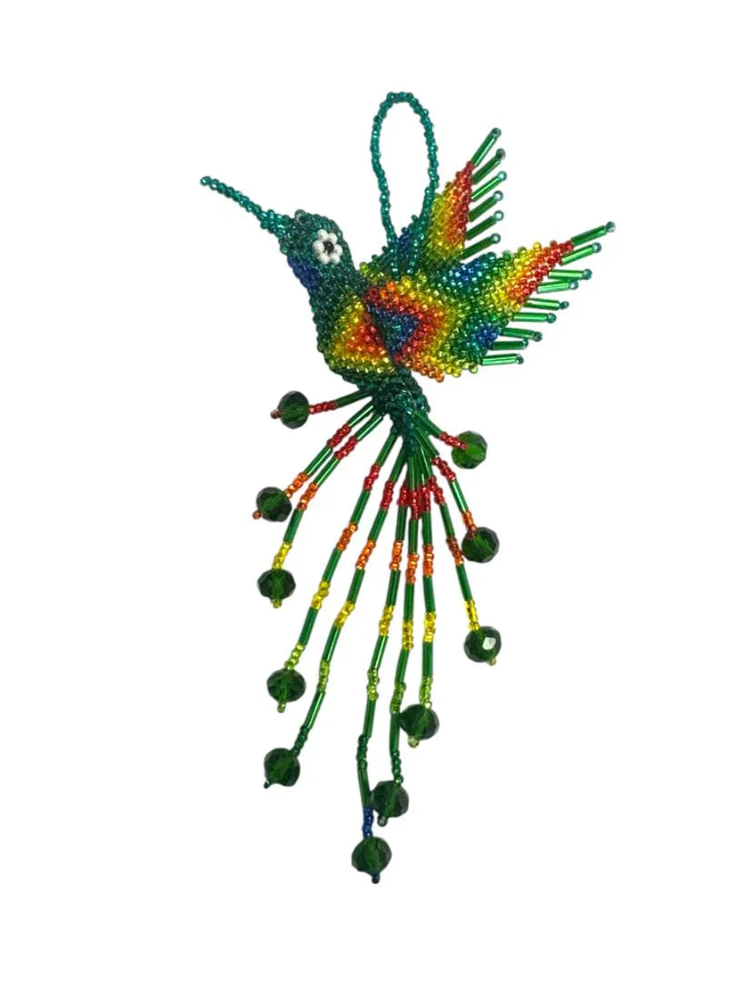 Handmade beaded hummingbird keychain by Jose Alberto Chavez, designed as a stylish purse charm or handbag accessory.