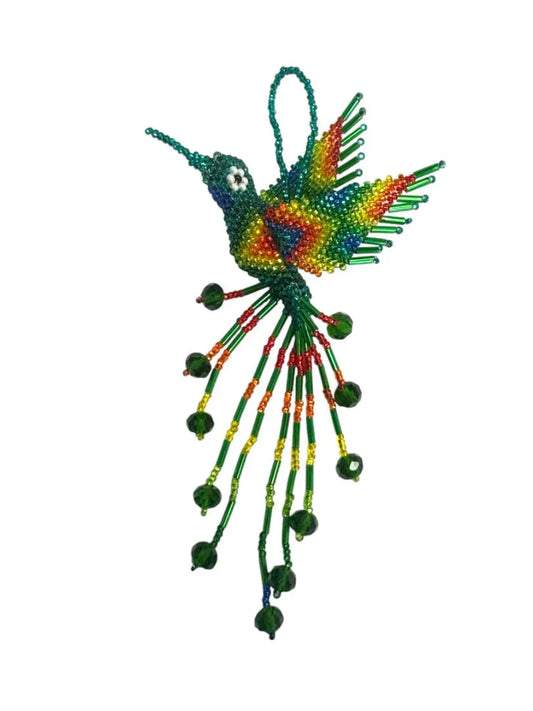 Handmade beaded hummingbird keychain by Jose Alberto Chavez, designed as a stylish purse charm or handbag accessory.