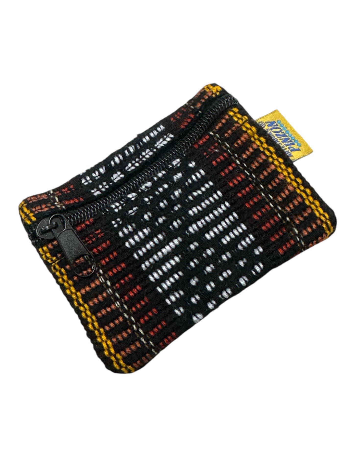 Handmade Pinzon coin purse from Ysleta Mission Gift Shop featuring colorful woven fabric and compact design for everyday use.