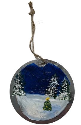 3.5-Inch Metal Ornament – "On a Winter's Night" Scene Holiday Decor