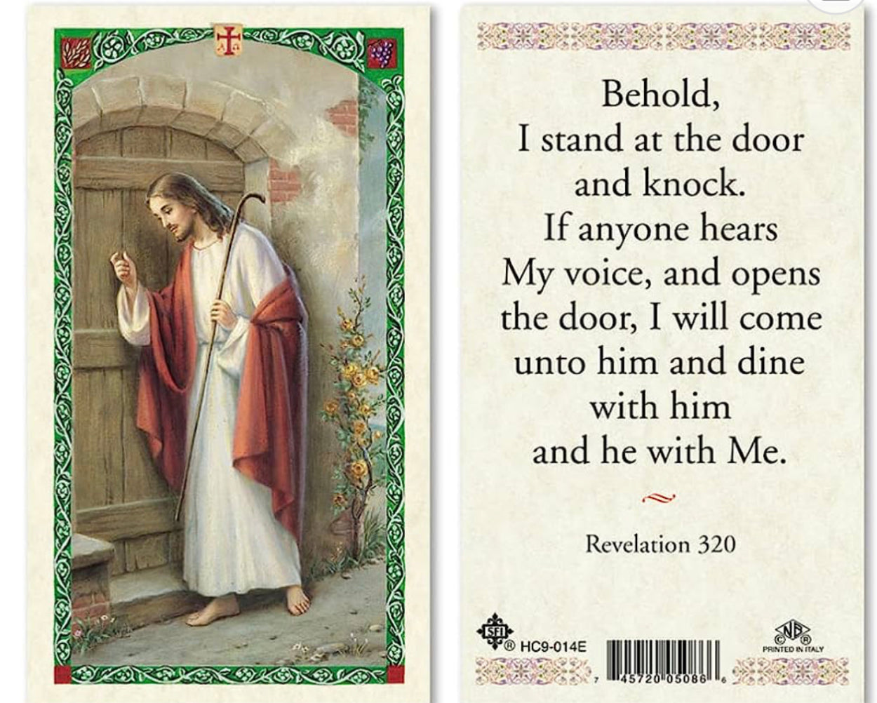 Prayer Card Jesus at the Door Revelation Laminated HC-E