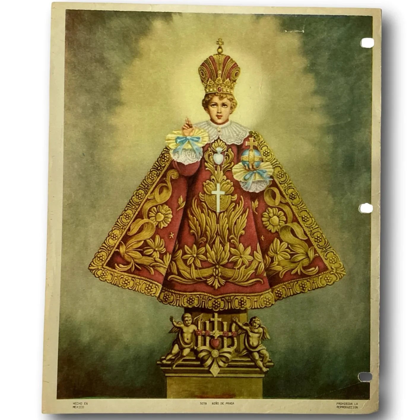 Framed devotional print of Infant Jesus of Prague, Catholic Christian gift, featuring a detailed image of Niño Jesús de Praga.