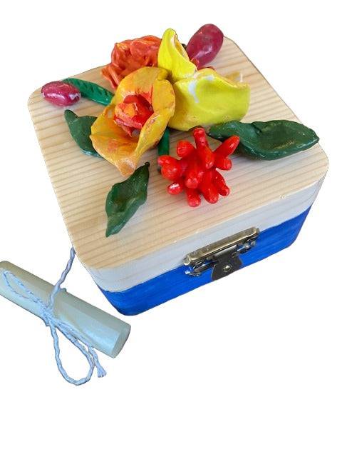 Blue Keepsake Box with Poppies