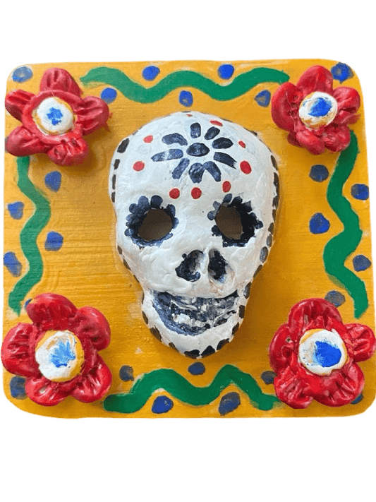 Keepsake Decorative Box Original Art Day of the Dead Skull Flowers Keepsake 3 X 3 X 2