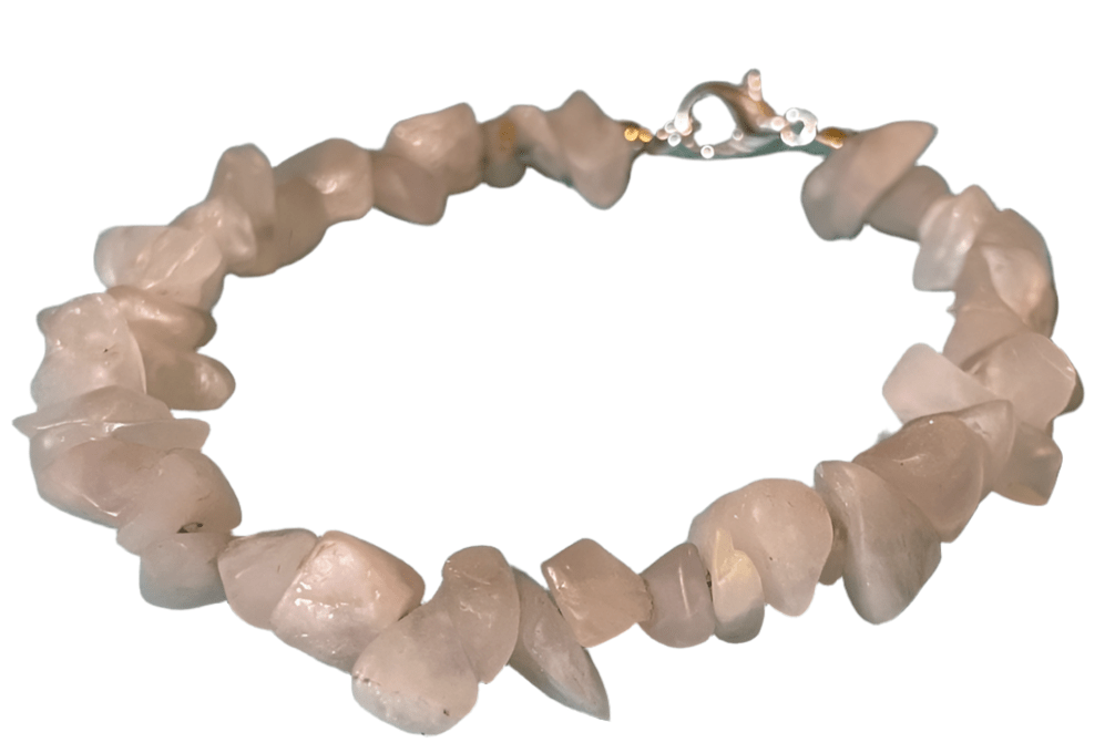 Light Pink Quartz Bracelet - 7-Inch with Silver Lobster Clasp