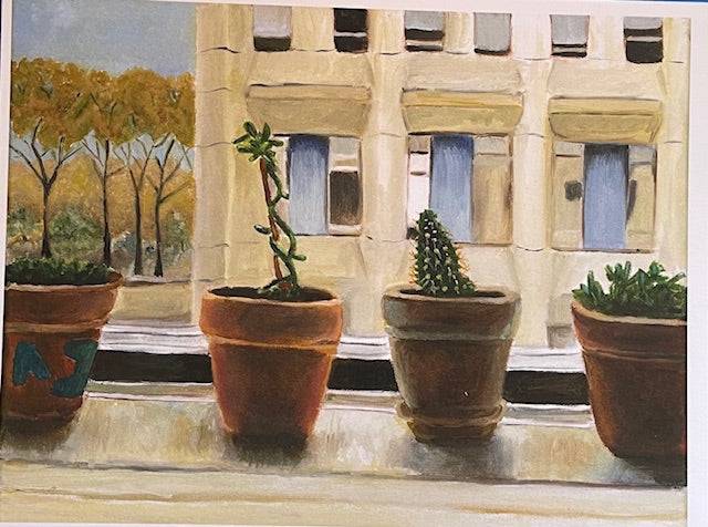 "Little Garden" Original Oil Painting – Inspired by a Window Garden in Boston, MA