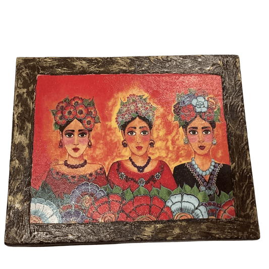 Marias Retablo Wooden Tablet – Wood Backing Religious Art 10x12 inches