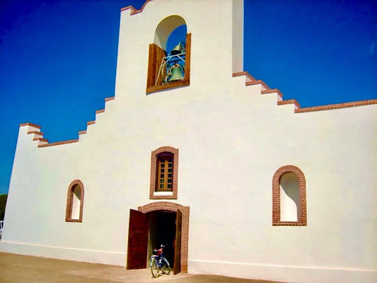 8x10 photo print of May God Ride by Your Side Socorro Mission, matted to 11x14, by Susan W Perez, ready for framing.